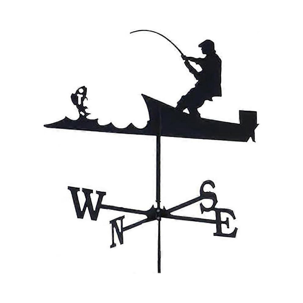 Weather Vane, Outdoor Garden Weather Vane, Fisherman And Rod Retro Farm Landscape Garden Yard Weather Vane Professional Measuring Tool 2021 New Fashio