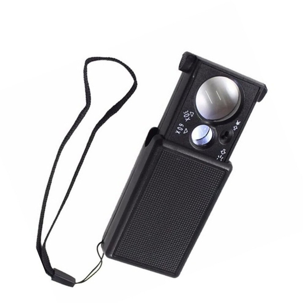 Portable Jewelers Loupe Magnifier with LED Light 30X-60X UV Acrylic