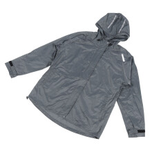 Giacca antipioggia impermeabile da uomo con cappuccio in PVC grigio XXL