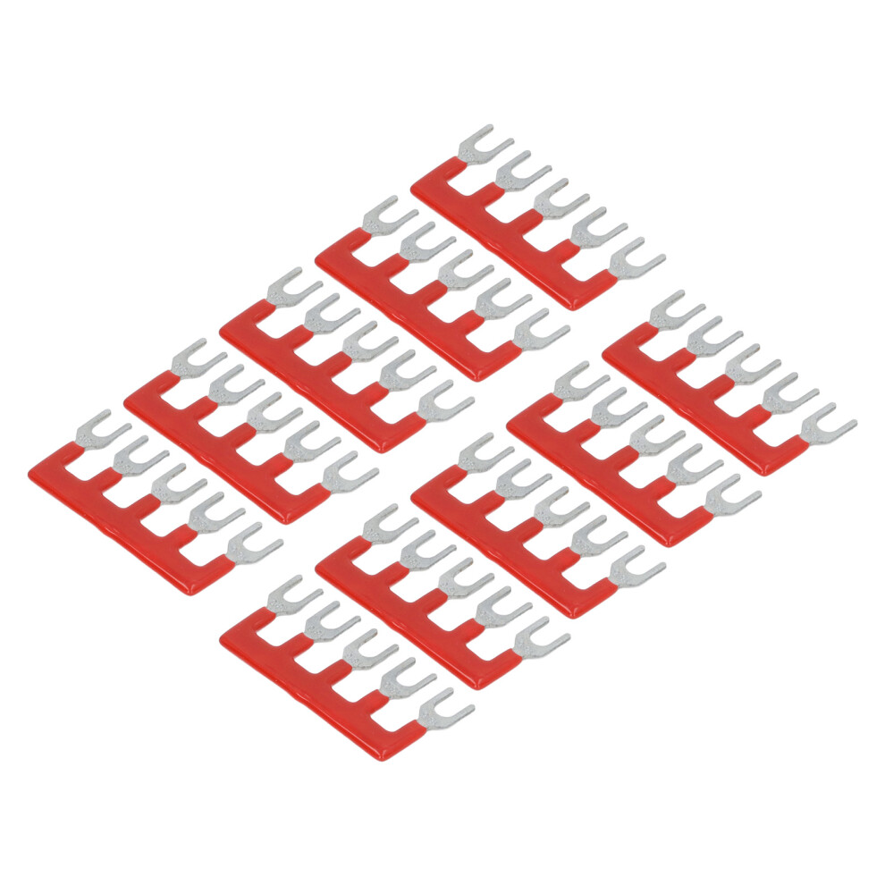 10Pcs Fork Terminal Strips 400V 15A Pvc Copper Jumper Block Red Tb 1505 7891332421747