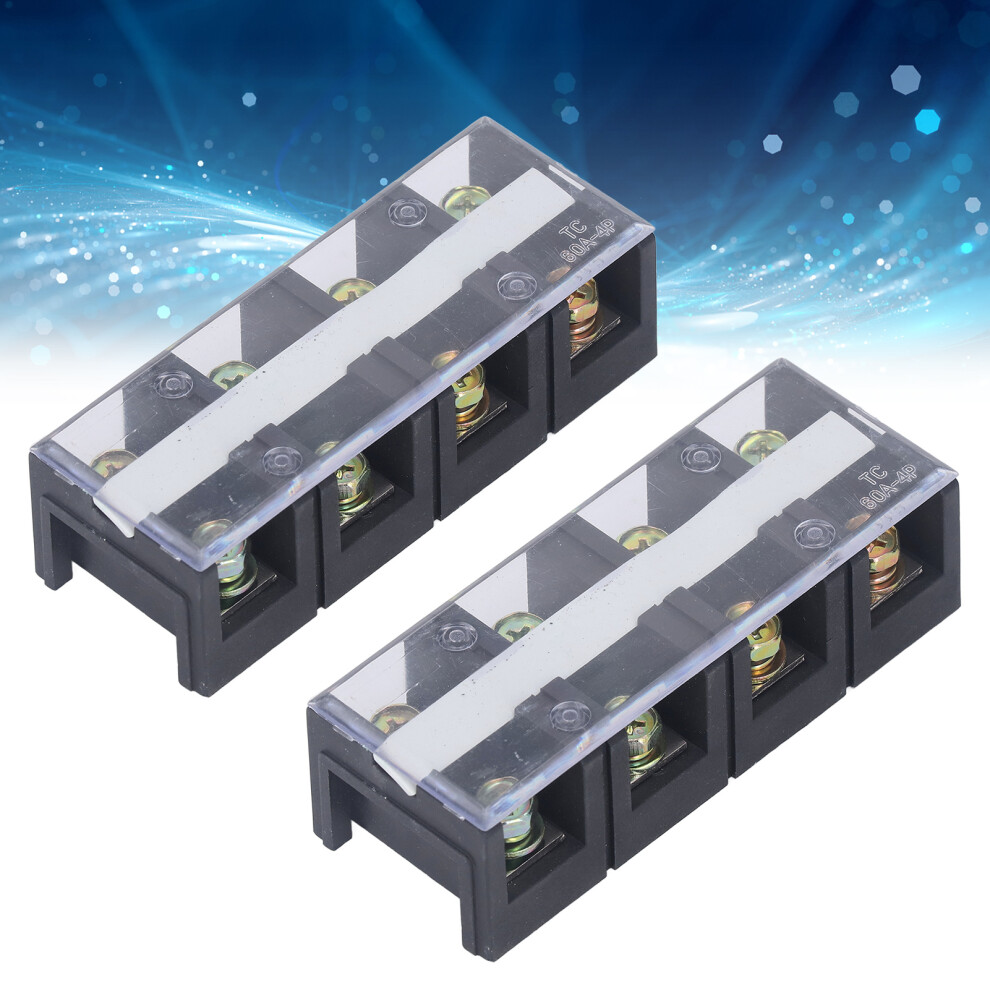 Dual Row Terminal Strip 600V 60A Screw Block Cover 2Pcs 4 Position (604) 4931332421880