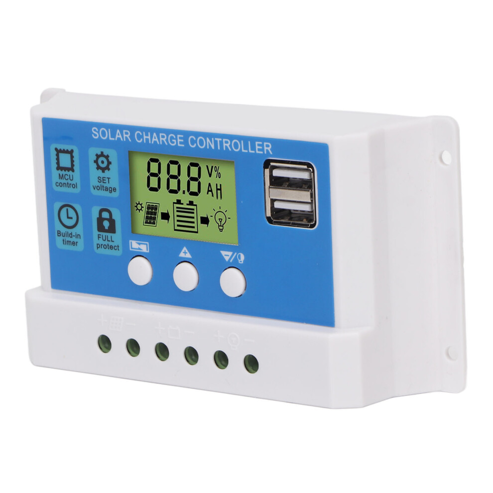 Pwm Solar Charge Controller 12V/24V 20A Lcd Usb Regulator White 4621332423365