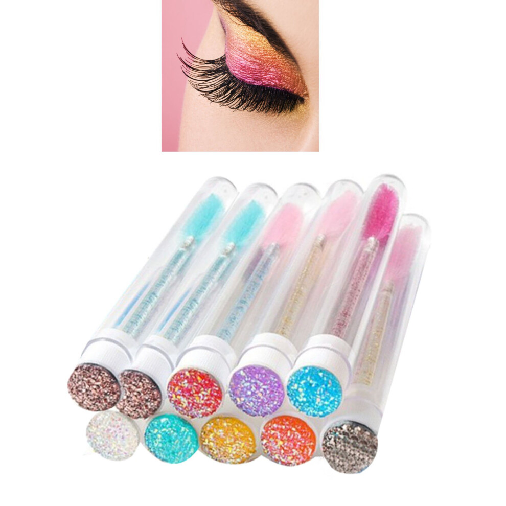 10pcs Colored Rhinestones Mascara Wand Tube Set â Adjustable Disposable Brushes