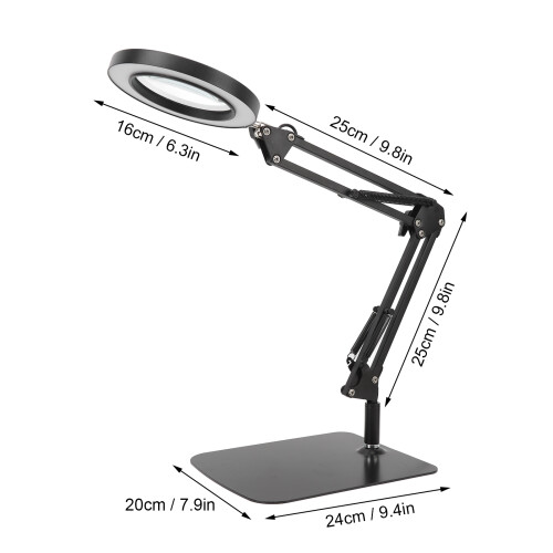 5X Magnifying Desk Lamp Black 16cm Ø, 25cm arms 1