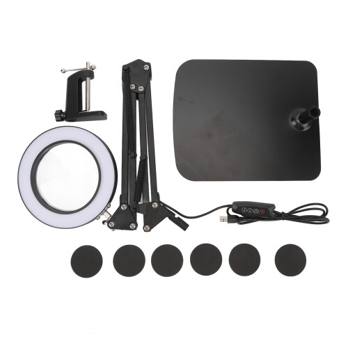 5X Magnifying Desk Lamp Black 16cm Ø, 25cm arms 2