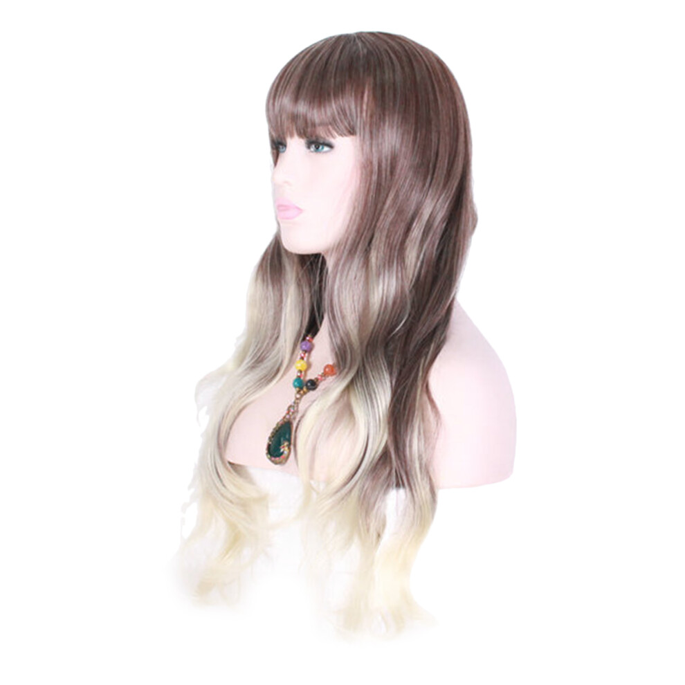 Unisex Gold Gradient Wavy Long Curly Wig 72Cm High Temp Synthetic