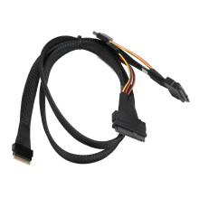 SFF‑8654 8I auf 2xSFF‑8639 NVME U.2 Kabeladapter 24Gbps 80CM Schlank für SAS-Kartenadapterkabel für Mainboard-SSD