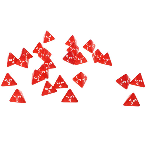 25 Stück digitale Würfel Transparent Dreieckig Rot 1