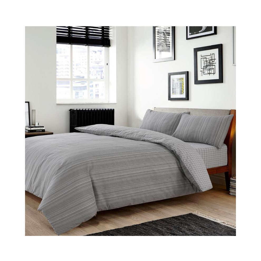 (Slate - Grey, Double) 3 Piece Rich Cotton Duvet Cover Bedding Set Single Double King Super King Sizes*-image-OPC-PJBDH9K-NEW