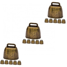 3sets Loud Vintage Christmas Cow Bells Pet Bell Set Cattle Ornament Hanging Diy Craft 6pcs*3 3.8x3.5cmx3pcs Goldenx3pcs