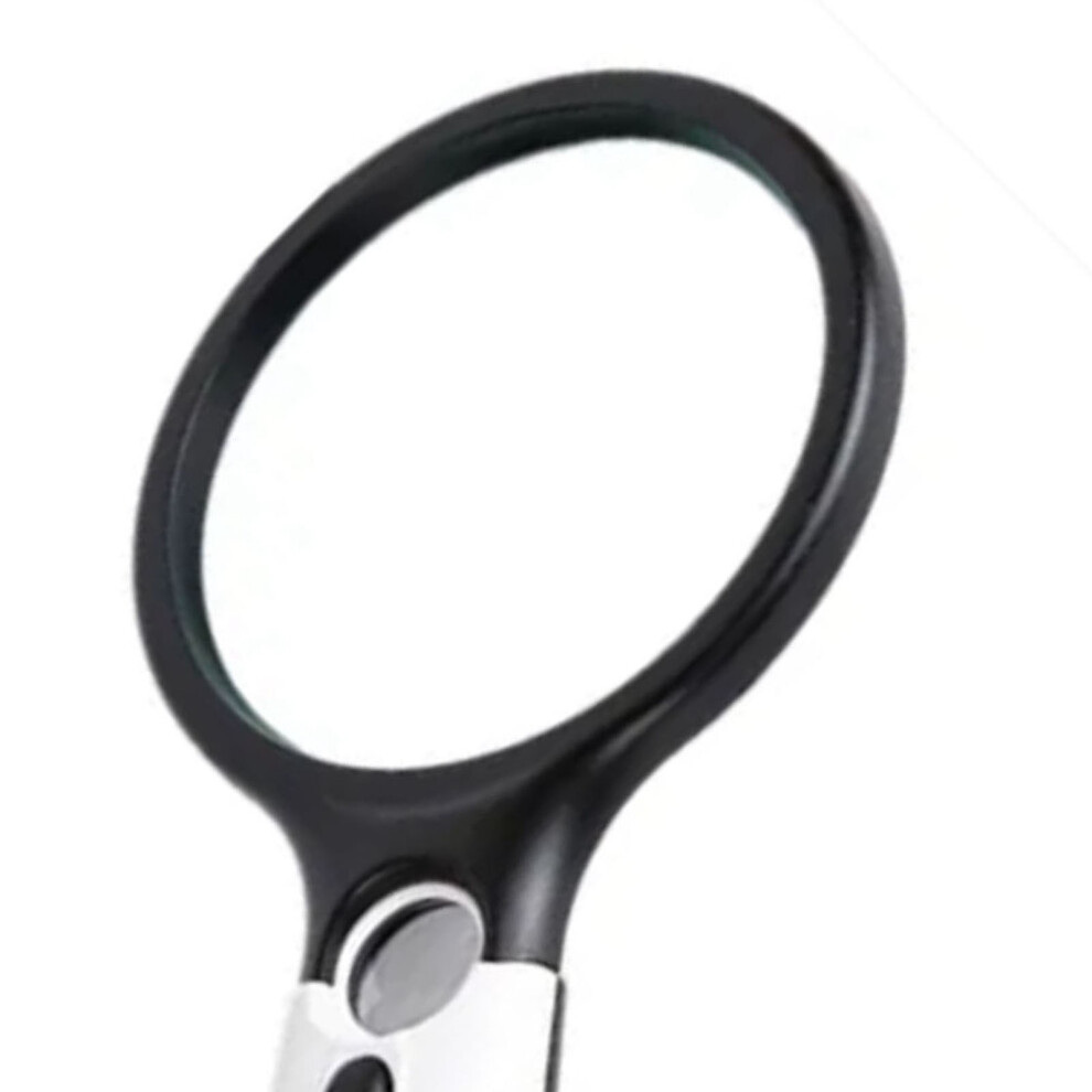 Handheld LED Magnifier 3X/45X ABS Handle Reading Lighted Glass