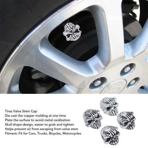 Tapones de válvula estilo calavera, 4 piezas, universal de 7 mm 2