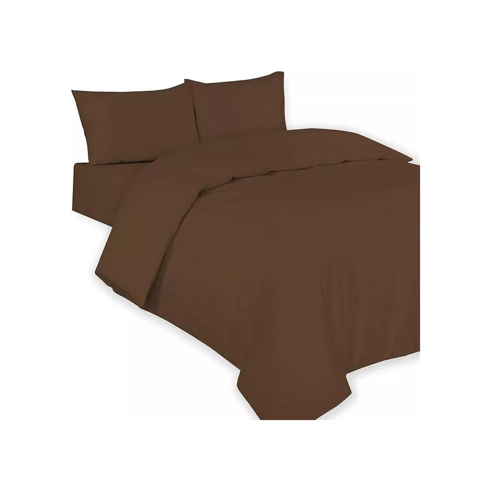 (Chocolate, Super King) Plain Duvet Cover Set with Pair of Pillows Single Double, King , Super King Sizes-image-OPC-PJBDJ6R-NEW