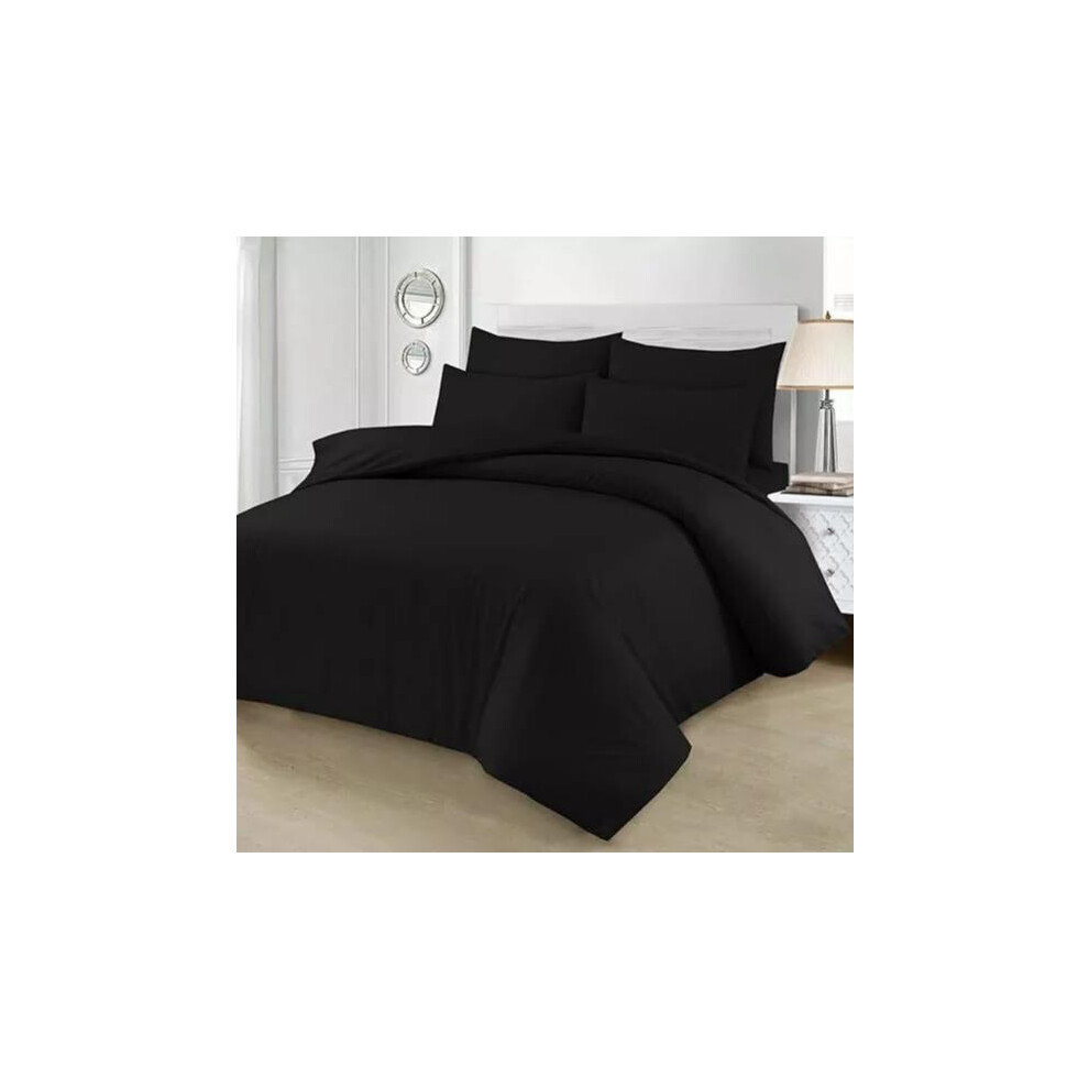 (Black, Super King) Plain Duvet Cover Set with Pair of Pillows Single Double, King , Super King Sizes-image-OPC-PJBDJ6F-NEW