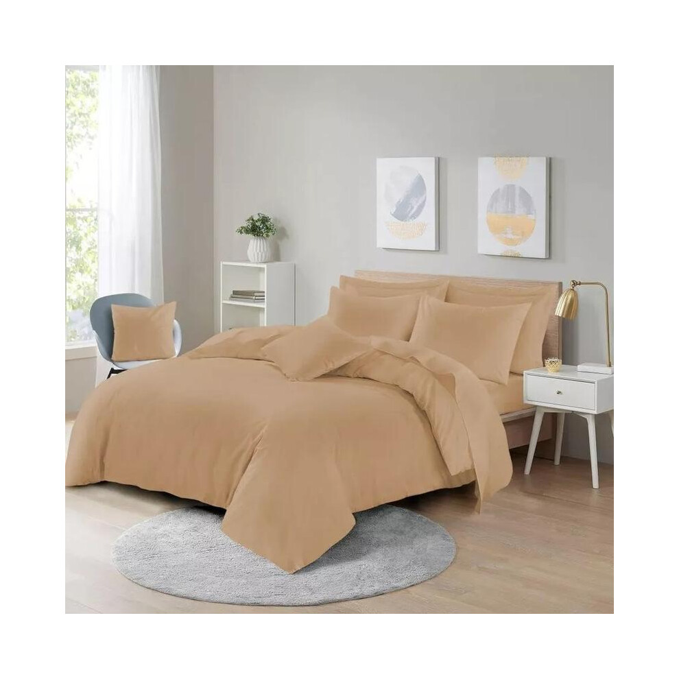 (Latte, Super King) Plain Duvet Cover Set with Pair of Pillows Single Double, King , Super King Sizes-image-OPC-PJBDJ79-NEW