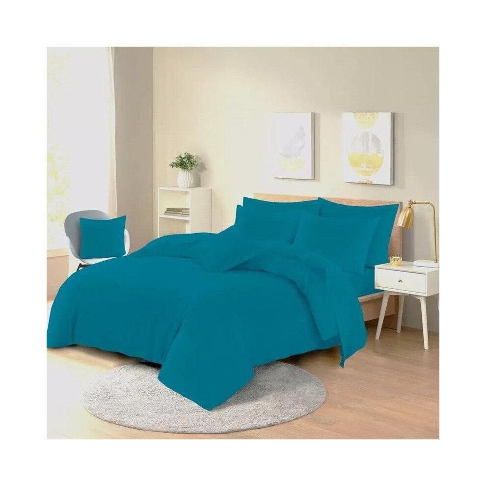 (Teal, Double) Plain Duvet Cover Set with Pair of Pillows Single Double, King , Super King Sizes-image-OPC-PJBDJ88-NEW