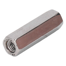 10Pcs M8x1.25 Stainless Steel Hex Coupling Nuts, Silver, L45mm