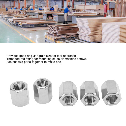 5Pcs Silver M16 Hex Coupling Nut Set, Rustproof Stainless Steel 2