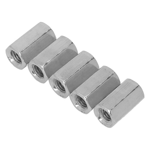 20PCS M6x1.0-10-L18mm Stainless Steel Hex Coupling Nuts, Silver 2