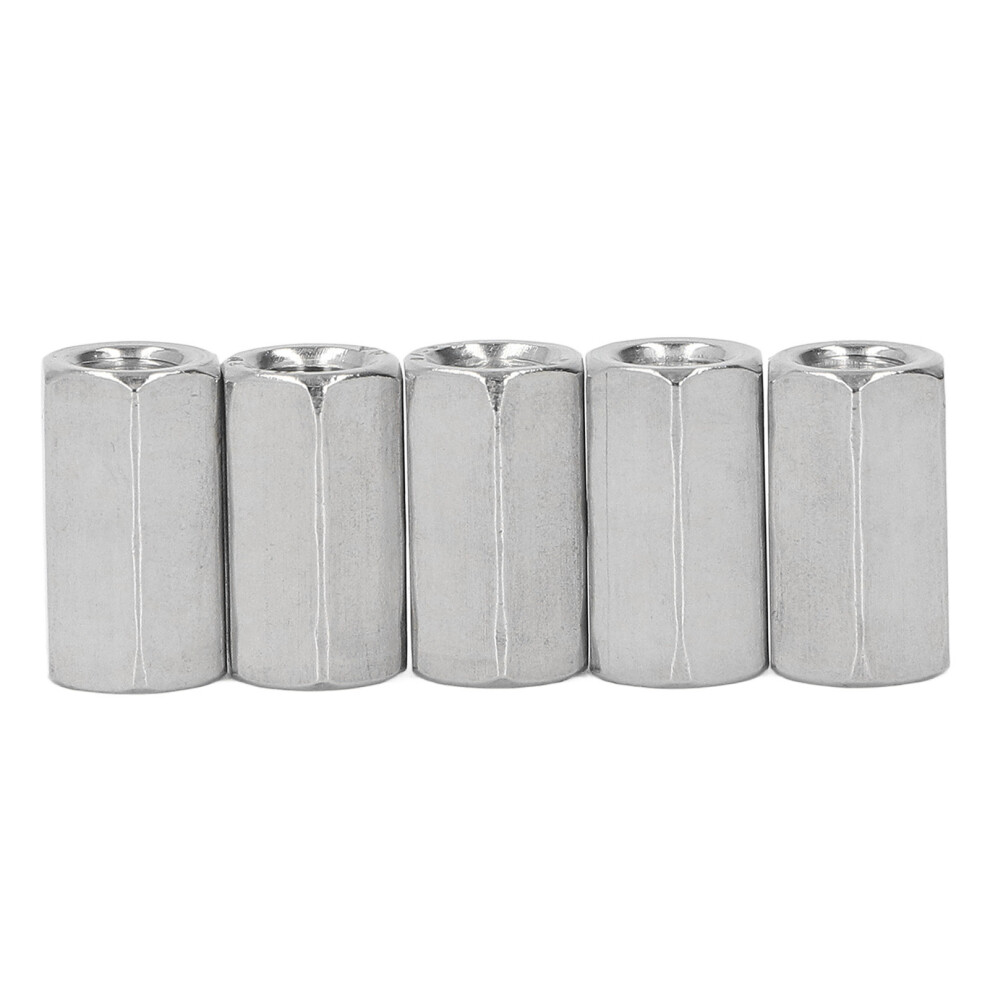 20Pcs M6x1.0-10-L18mm Stainless Steel Hex Coupling Nuts, Silver 4301332452045