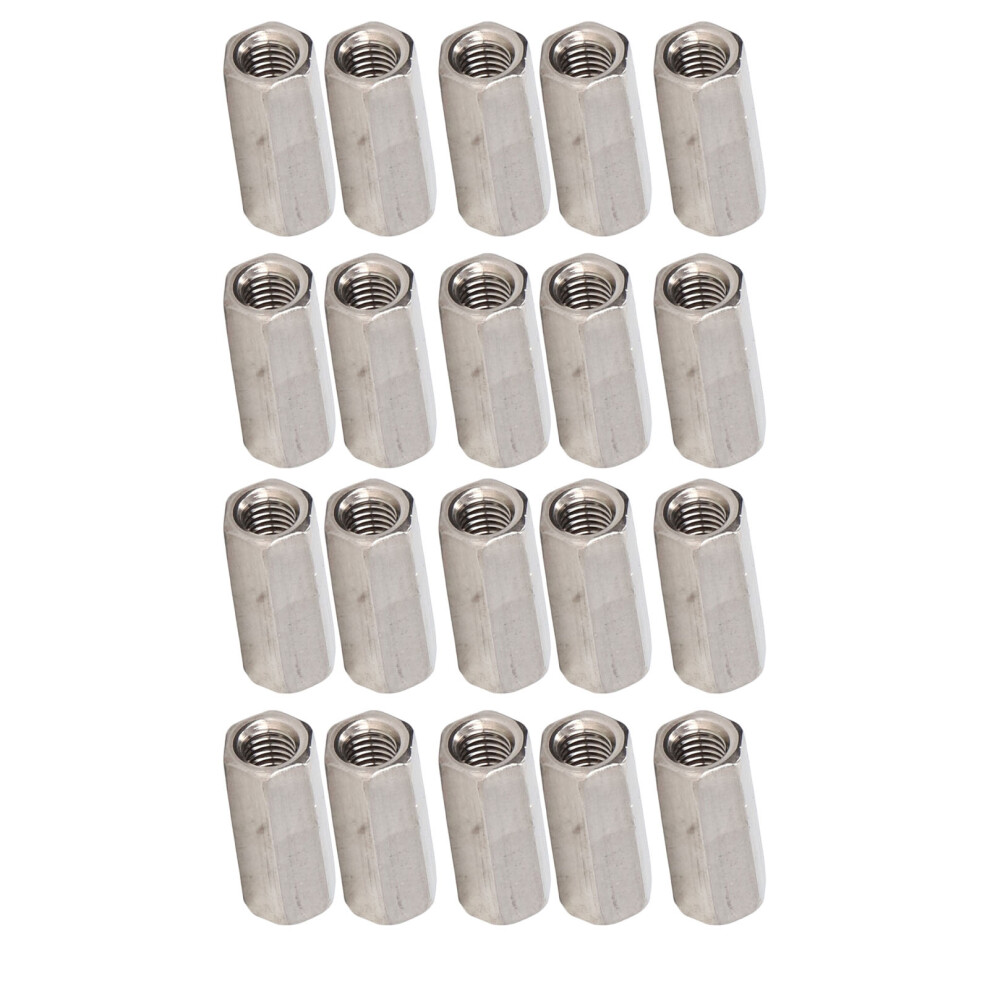 304 Ss Rust-Proof M5 Hex Coupling Nuts 20Pcs Threaded Silver Set 3131332452025