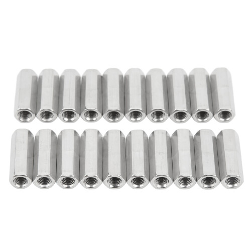 20 Pcs M5 x 0.8 Stainless Steel Hex Coupling Nut L25mm Rustproof Connector Set 1