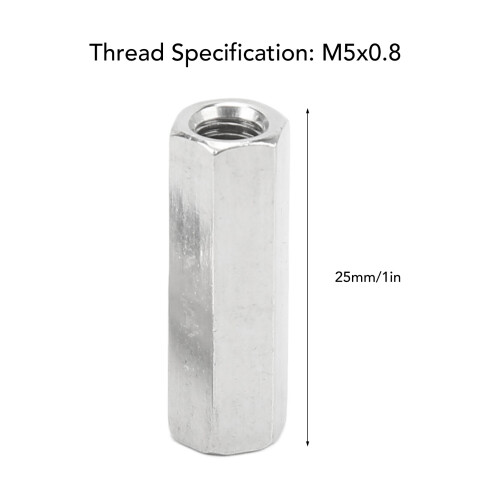 20 Pcs M5 x 0.8 Stainless Steel Hex Coupling Nut L25mm Rustproof Connector Set 2