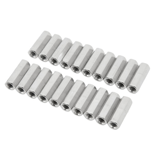 20 Pcs M5 x 0.8 Stainless Steel Hex Coupling Nut L25mm Rustproof Connector Set
