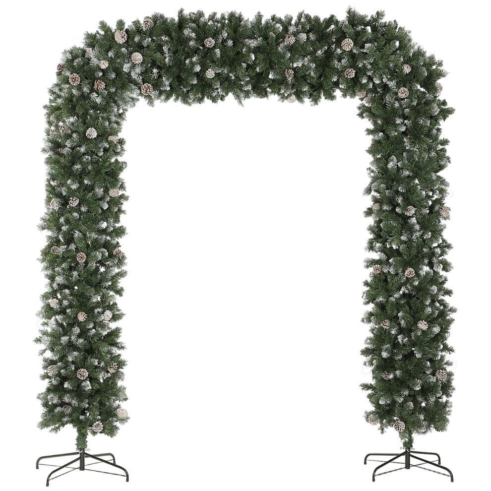 Homcom (L) Snow Frosted Christmas Tree Arch, Doorway Decor With Tips