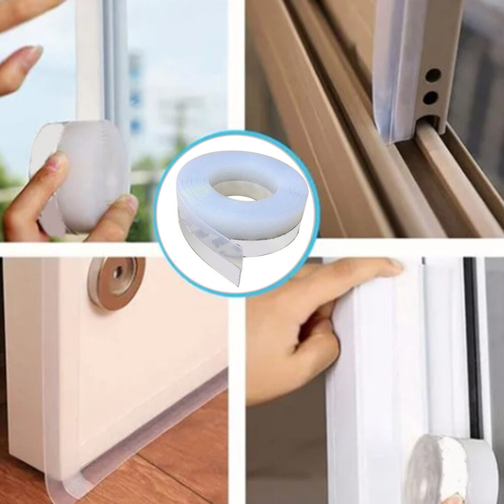 3.5Cmx5m Transparent Door Bottom Sealing Strip - Windproof & Self-Adhesive 4141332458681