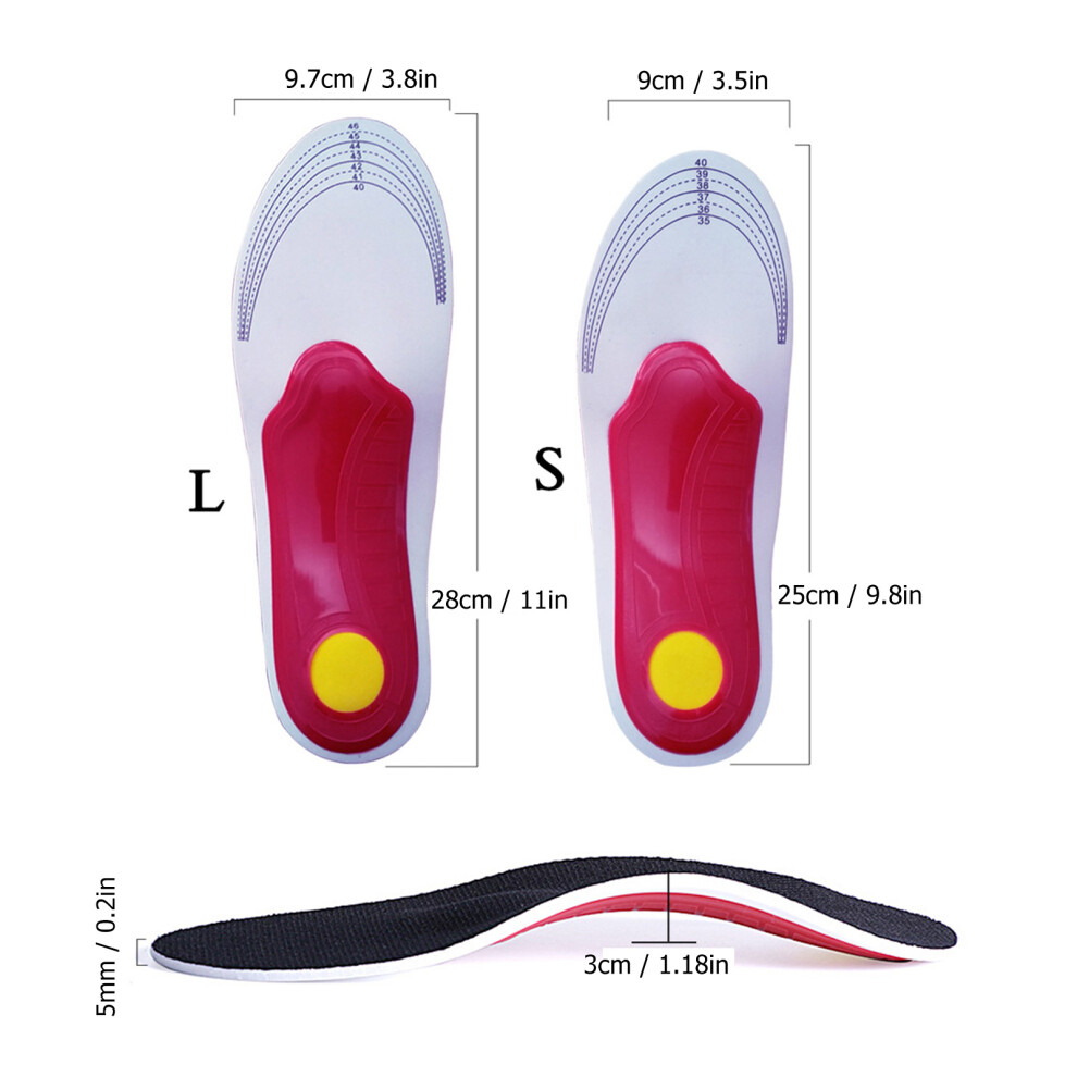 Black Foot Corrective Insoles, Arch Supports For Flat Foot, S(35-40),