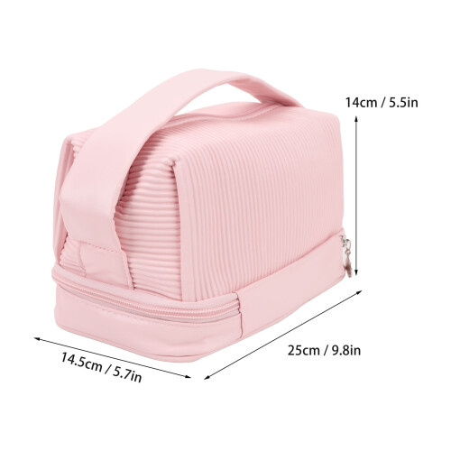 Neceser de maquillaje de doble capa 25x14,5x14 cm rosa 1