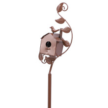 Metal Bird House with Poles Garden Stake Bird Box Rust-Resistant Outdoor Use