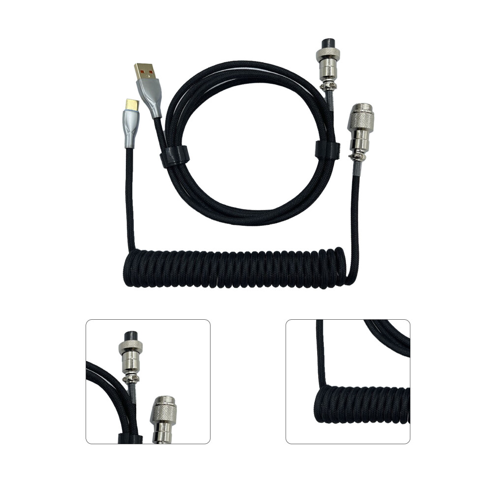 Gaming Keyboard Coiled Cable 1.8M Retractable Sturdy Black 4961332484639