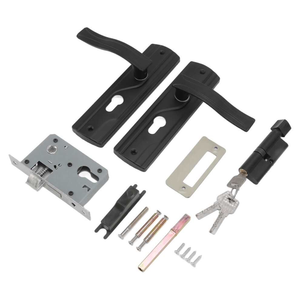 Universal Black Manganese Steel Door Lever Lock Set With Silent Bearing Keys 4361332485740
