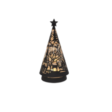 (Black) LED Light Up Festive Christmas Tree Spinner - 26cm