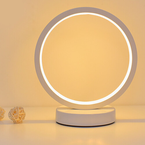 Lampada da tavolo LED circolare - bianco, silicone e ferro 2