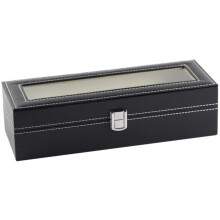 Uhren-Organizer 6 Fächer PU Schwarz 30 x 11,5 x 8 cm