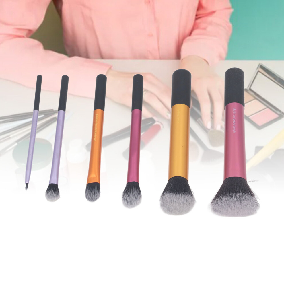 6Pcs Makeup Brush Set Blush Eye Face Tools Artificial Wool Plastic