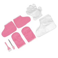 Mascarillas de parafina para manos y pies, franela rosa, para mantener el calor, conjunto de guantes desechables