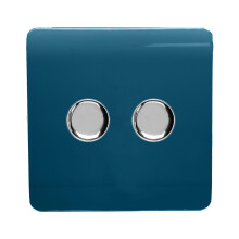 Trendi Switch 2 Gang 1 or 2 way 150w Rotary LED Dimmer Light Switchin Midnight Blue