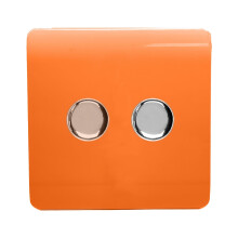 Trendi Switch 2 Gang 1 or 2 way 150w Rotary LED Dimmer Light Switchin Sunset Orange