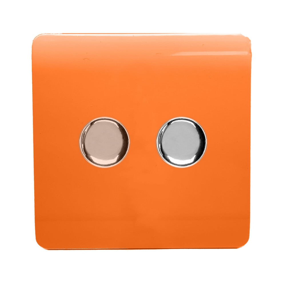Trendi Switch 2 Gang 1 Or 2 Way 150W Rotary Led Dimmer Switchin Sunset Light/Orange
