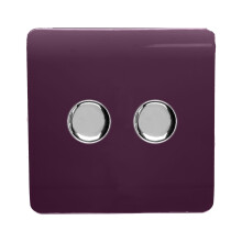 Trendi Switch 2 Gang 1 or 2 way 150w Rotary LED Dimmer Light Switchin Plum Purple