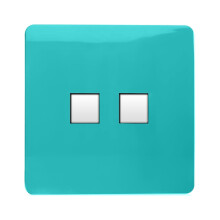 Trendi Switch 2 Gang RJ45 Cat 6 Modern Designer PC Ethernet Socketin Bright Teal