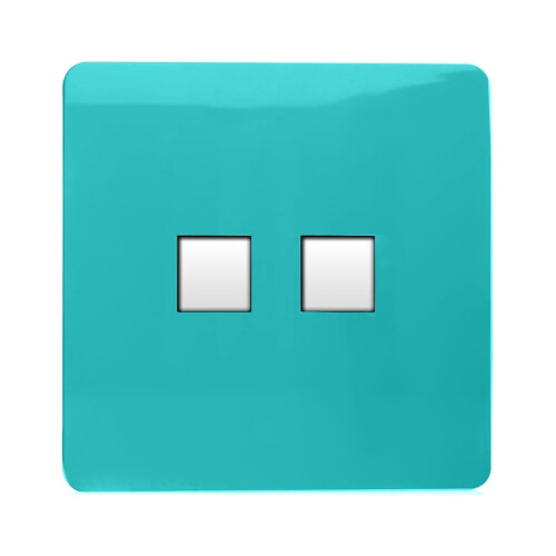 Trendi Switch Trendi Switch 2 Gang RJ45 Cat 6 Modern Designer PC Ethernet Socketin Bright Teal