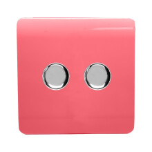 Trendi Switch 2 Gang 1 or 2 way 150w Rotary LED Dimmer Light Switchin Strawberry Red