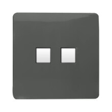 Trendi Switch 2 Gang RJ45 Cat 6 Modern Designer PC Ethernet Socketin Charcoal Grey