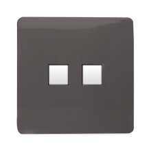 Trendi Switch 2 Gang RJ45 Cat 6 Modern Designer PC Ethernet Socketin Dark Mocha Brown