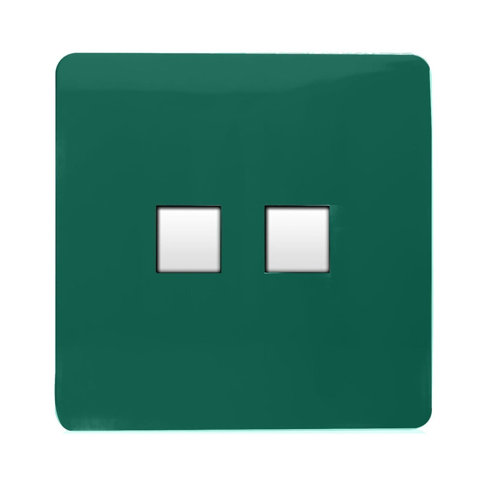 Trendi Switch 2 Gang Rj45 Cat 6 Modern Designer Pc Ethernet Socketin Dark Forest Green 5060998724208
